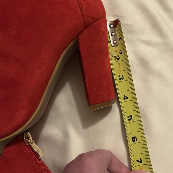 Red Suede High Heeled Ankle Boots - Size 8 - Maker's - Picture 3 of 10